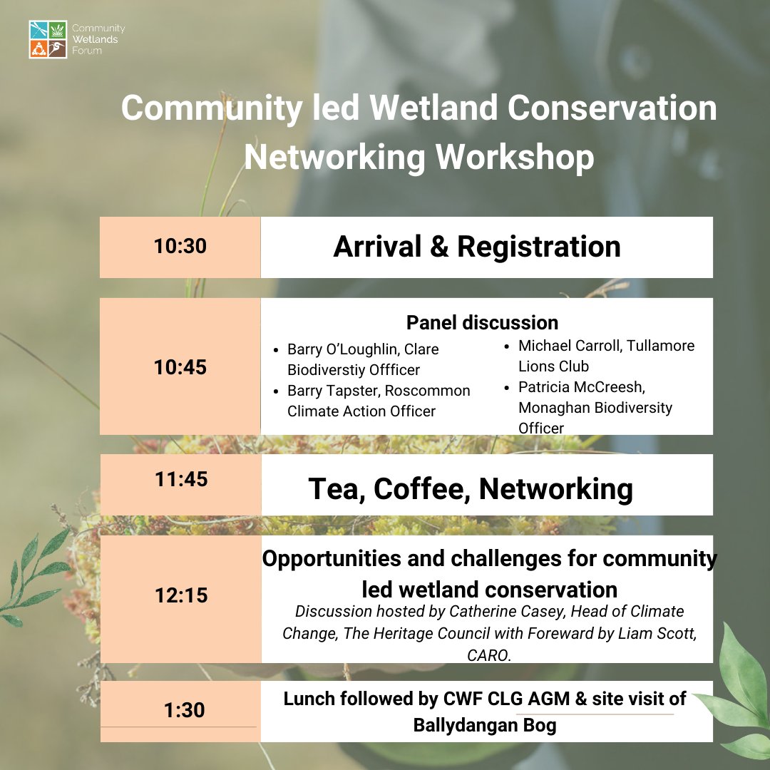 Join us in Ballydangan on 18th April for a networking workshop on community led wetland conservation. Meet and hear from local authority climate and biodiversity officers and community groups involve in wetland projects. Registration required: form.jotform.com/240713151506042