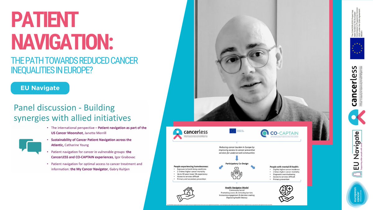 Today, @GrabovacIgor, participates in the panel discussion: Building synergies with allied initiatives, sharing views on Patient navigation for optimal access to cancer treatment and information, from the @EuNavigate Stakeholder Forum, organised by @EuropeanCancer #EUCancerPlan