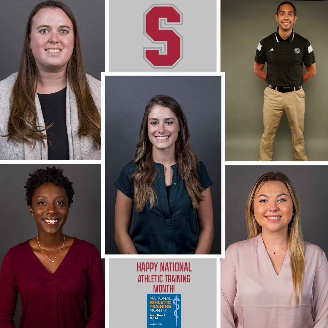 March is National Athletic Training Month and we want to recognize our awesome trainers here at Stevens! Thank you to Allie, Amanda, Jesse, Briana, and Ibrahim for their hard work and for serving our student-athletes! They are the BEST!😁 #AllRise