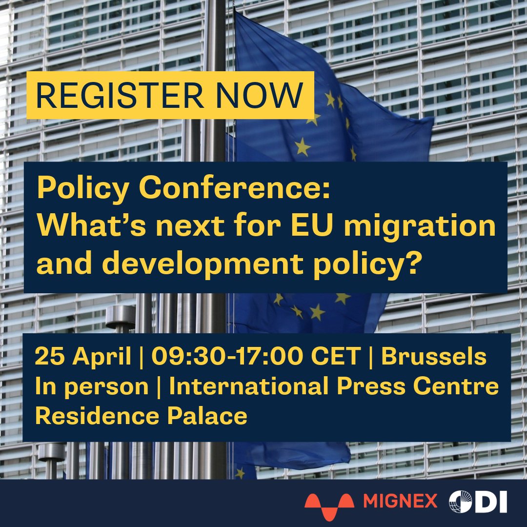 Ahead of the European elections & implementation of the New Pact on Migration and Asylum, join #MIGNEX & @ODI_Europe for critical insights & discussion on the direction of EU migration & development policy. Register your place: buff.ly/49aSmto #MigrationPolicyConference