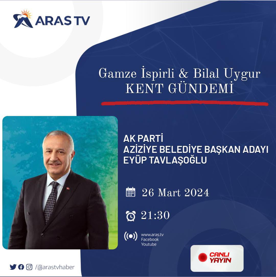 etavlasoglu's tweet photo. Aziz hemşehrilerim,

Bugün saat:21.30’da ARAS TV ekranlarındaki "Kent Gündemi" programının canlı yayın konuğu olacağım. Canlı yayınımıza siz kıymetli hemşehrilerimizi de bekliyorum. #Erzurum https://t.co/UHbaiWfVzS