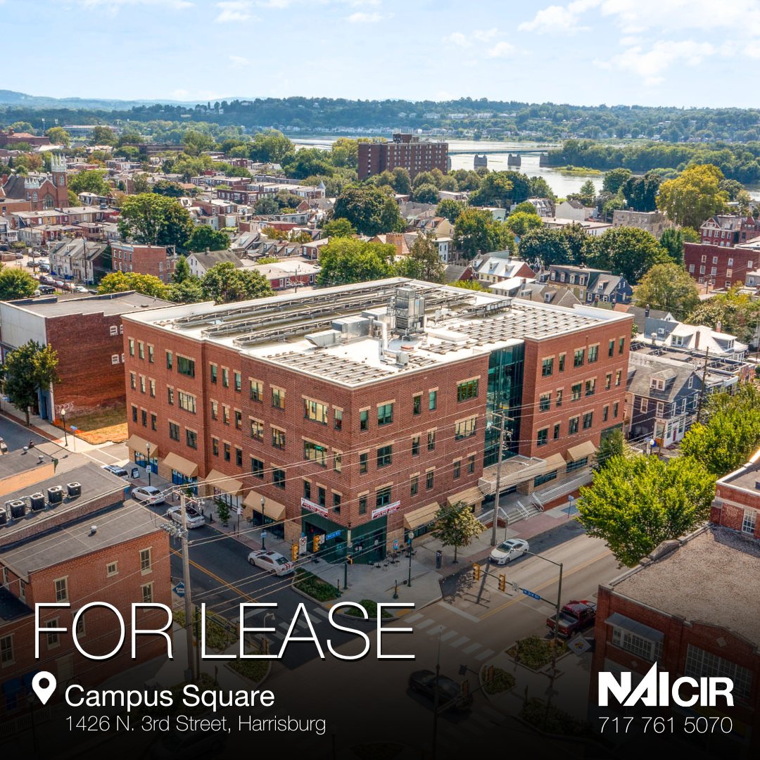 Experience the vibrant energy of Midtown Harrisburg! Choose from 5 spacious suites, ranging from 3,391 to 8,262 square feet, to find the perfect space for your business. For leasing information, please contact @DanAlderman at 717 761 5070. #campussquare #midtownharrisburg #cre