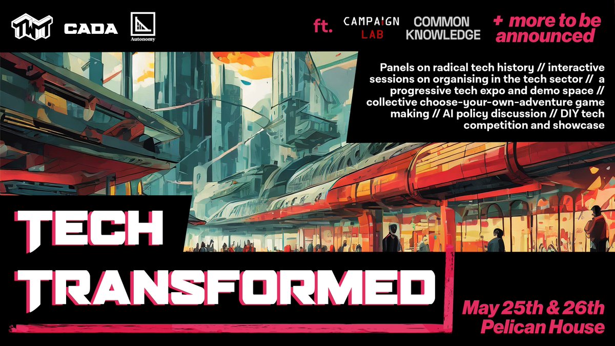 Are you as pumped as us about Tech Transformed?

From an in-conversation on the Lucas Plan with <a href="/jlthorne_/">Dr. Jess Thorne</a> to an afternoon-long collaborative Twine session, there's something for everyone!

Grab your tickets now 👇
buytickets.at/cada1/1198455