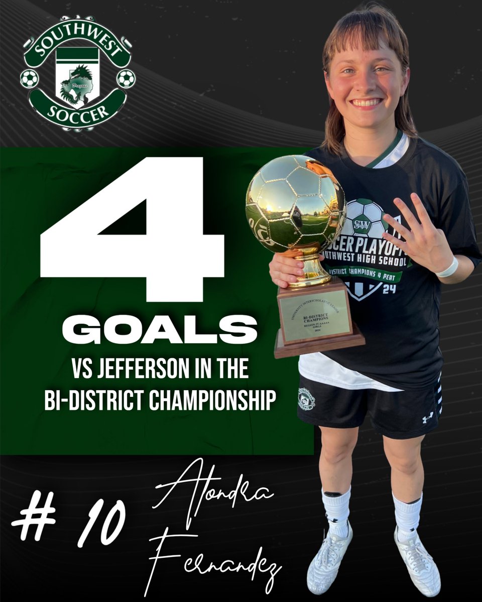SWDragonsWS's tweet photo. @a10ndra_F  with 4 GOALS in last night's Bi-District Championship!!!!

#oneteamonedream https://t.co/aQ2eJCaGrL