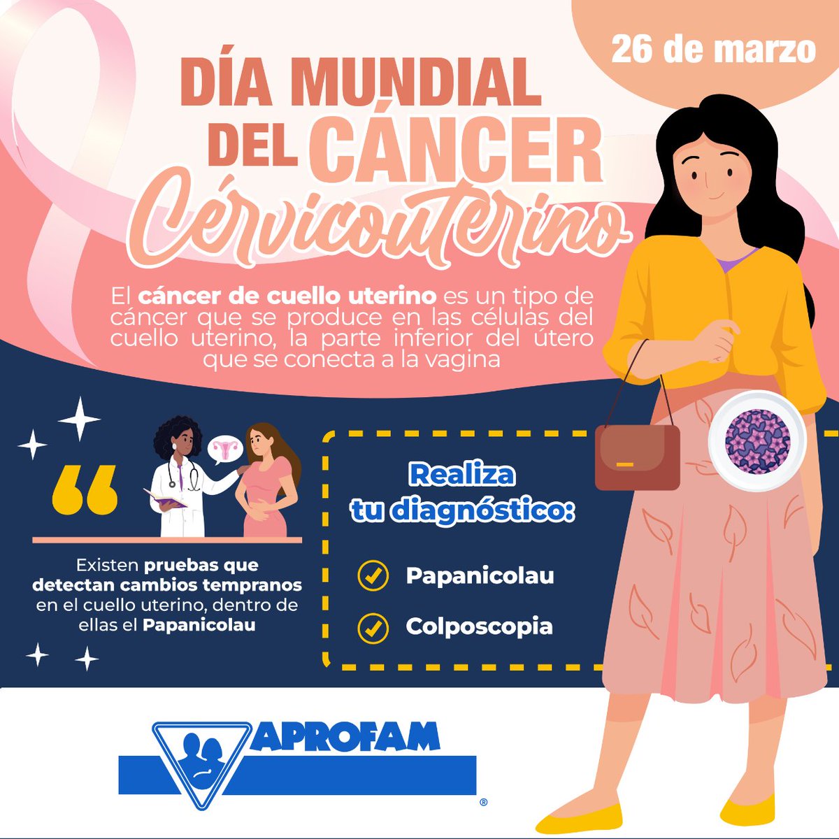 Aprofam's tweet photo. 🌸 Este Día Mundial contra el Cáncer Cervicouterino, únete a la lucha por la prevención. Tu salud es tu mayor tesoro.
💪 Hazte un Papanicolaou y una colposcopia; juntos, podemos vencer al cáncer cervicouterino. 🩺💖

#APROFAMteCuida #cáncer #prevencióncáncer https://t.co/Xq90ObRkdM