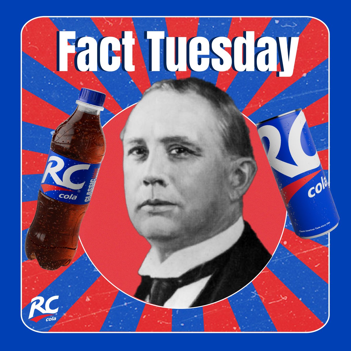 📅 It's Fact Tuesday! 🤓 In 1905, pharmacist Claud A. Hatcher brewed up the iconic RC Cola recipe in his grocery store's basement. Over a century later, that distinctive taste still has us hooked! #FactTuesday #RCCola 🥤