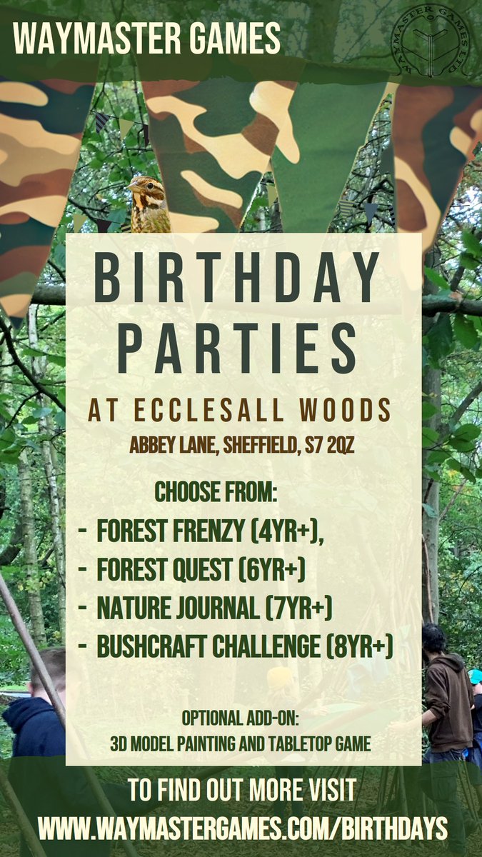 🌳🌳 Waymaster Games - #Birthday Parties In The Woods. Book an Outdoor Birthday Party with Waymaster Games in @Ecclesallwoods. Age 4+ / Minimum 2 Hour Session. Contact Waymaster Games to discuss your party needs Here: waymastergames.com/birthdays/ #SheffieldIsSuper #SheffEvents