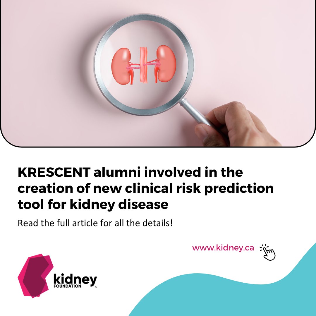 kidneyontario's tweet photo. Have you heard? #KRESCENT alumni Dr. Navdeep Tangri helped develop the #Klinrisk tool, which can accurately estimate kidney function levels and predict kidney failure. This tool is free for people in Ontario for a limited time. Read more here: https://t.co/nCQFfDoFgJ https://t.co/q2AZ5p3xLy