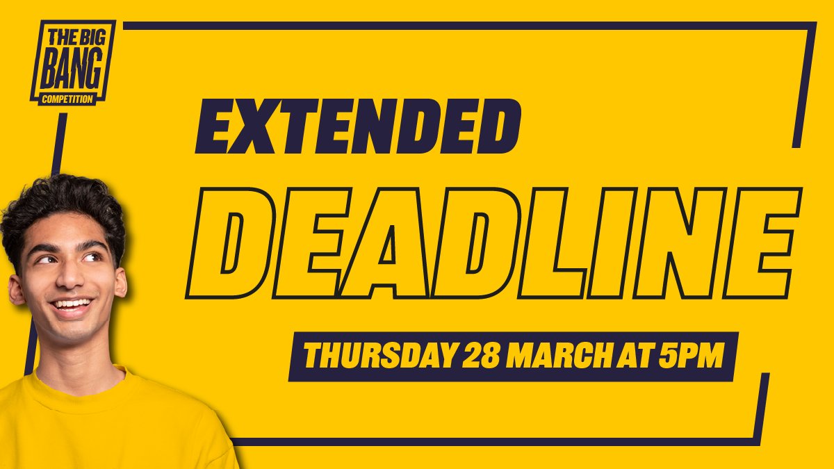 Site issues experienced earlier today appear resolved, and you should now able to resume your Big Bang Competition entry! Due to the difficulties today, we're extending the deadline to Thursday 28 March at 5pm to allow you more time to submit: thebigbang.org.uk/competition