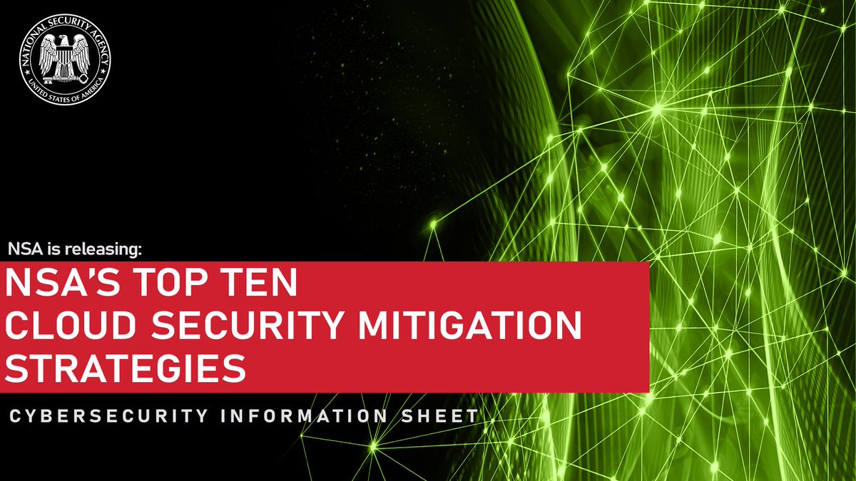 On cloud 9 with the ninth release from our series, Top Ten Cloud Security Management, in collaboration with @CISACyber. Read our guidance “Mitigate Risks from Managed Service Providers in Cloud Environments” now: media.defense.gov/2024/Mar/07/20…