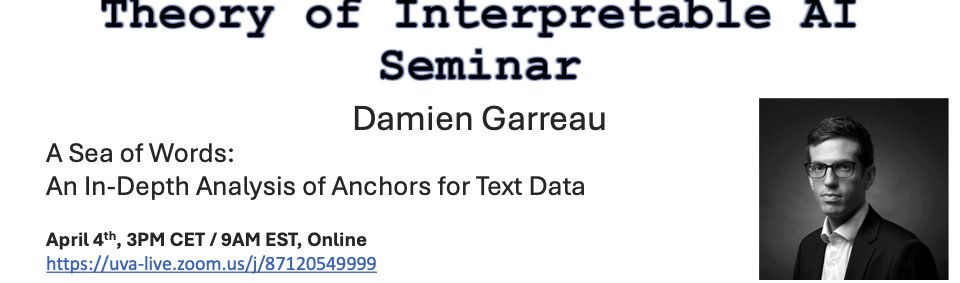 ***New online XAI seminar***
Interested in the theory of Interpretable and Explainable AI? Want to connect with others who share your interests? Join us for a new seminar! 

First meeting: Thursday April 4

Website: tverven.github.io/tiai-seminar/
Organized together with <a href="/Suuraj/">Suraj Srinivas</a> <a href="/tverven/">Tim van Erven</a>