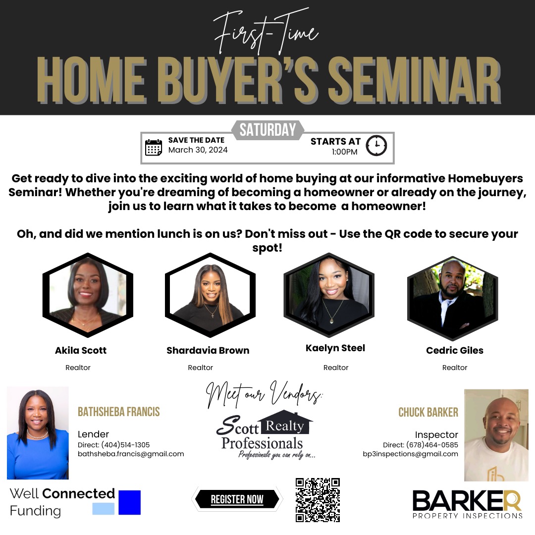 Join us for a Homebuyer Seminar on March 30th at 1:00 PM! Gain essential insights into homebuying and mortgages. Limited seats are available. RSVP now! #homebuyerseminar #realestateeducation #scottrealtyprofessionals