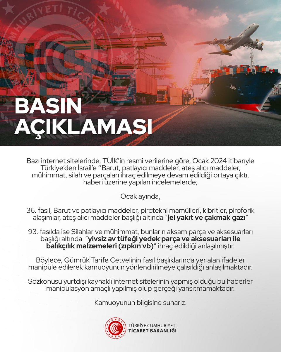 İsrail ile Silah Ticareti Yapıldığına Yönelik İddialara Dair Basın Açıklaması (26.03.2024)