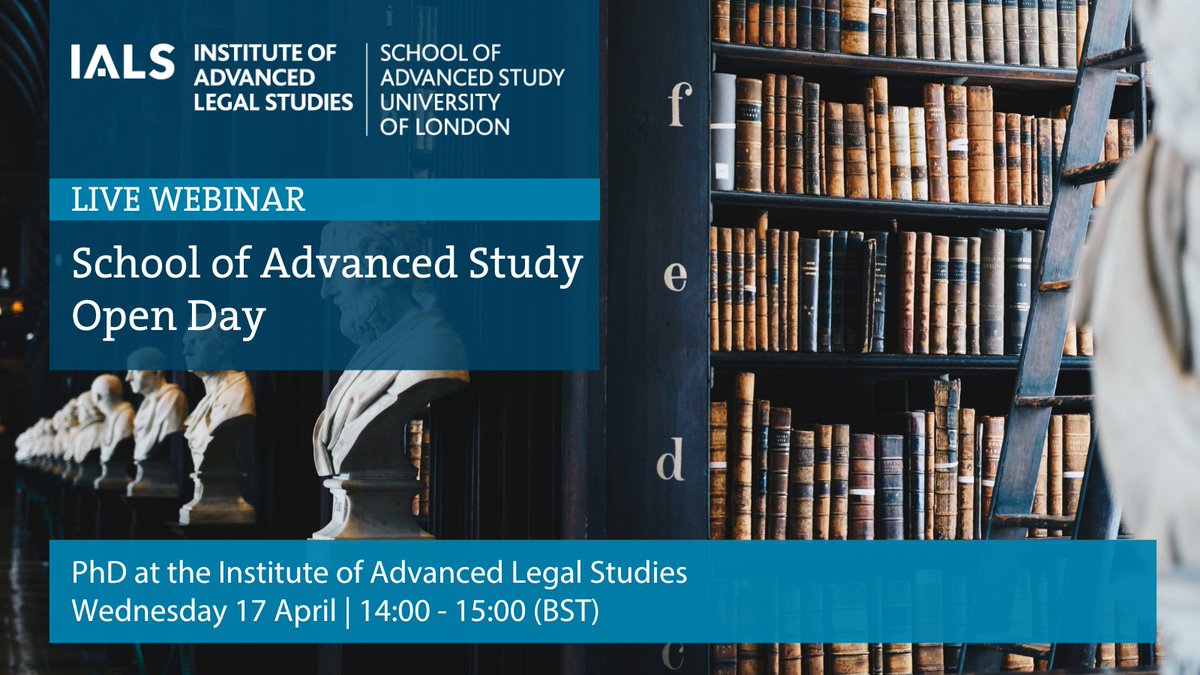 Study a PhD at @IALS_law, which offers doctoral research supervision in a wide range of areas, from Company Law to Financial Crime and Law Reform. Learn more at our live webinar on Wednesday 17 April: bit.ly/3IOLrLX