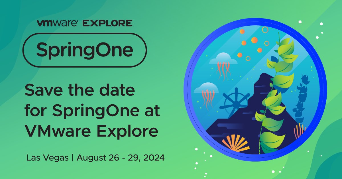 SpringCentral (@springcentral) on Twitter photo Hi Spring fans! Save the dates for an exclusive opportunity to engage with cutting-edge technology, gain valuable insights, and network with industry experts at VMware Explore & SpringOne in Las Vegas from August 26-29. 
Learn more and check out our CFP: springone.io Hi Spring fans! Save the dates for an exclusive opportunity to engage with cutting-edge technology, gain valuable insights, and network with industry experts at VMware Explore & SpringOne in Las Vegas from August 26-29. 
Learn more and check out our CFP: springone.io