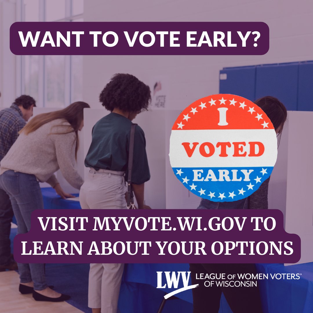 Wisconsin! Your Spring Election and Presidential Preference Primary is April 2, but you can vote before then! Early voting (also called in-person absentee voting) is the best way to fit voting into your busy schedule. Visit MyVote.Wi.Gov to learn more. #VoteEarly