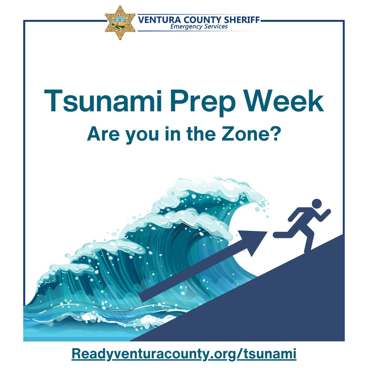 VENTURASHERIFF's tweet image. This is Tsunami Preparedness Week! If you live, work or play near the coast, you need to know about #tsunami risk. Get #Tsunamiready at readyventuracounty.org/tsunami.  
#VCSheriff #VCOES
@CountyVentura @cityofventura @CityofOxnard @porthuenmeca