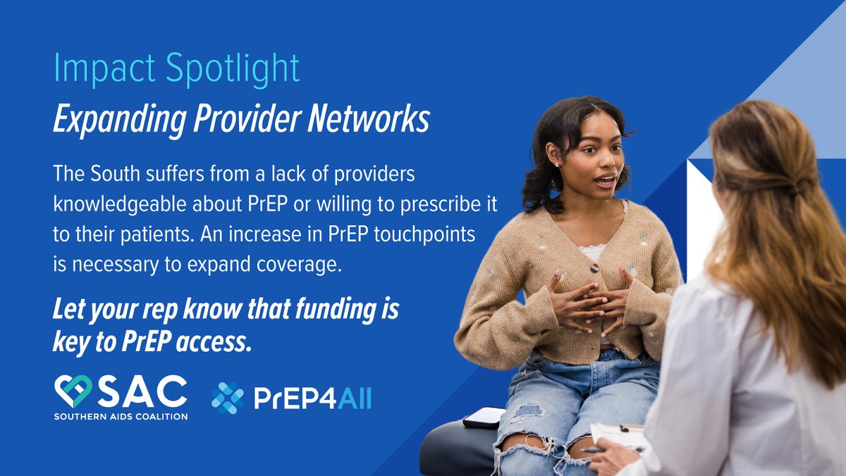 Breaking barriers for PrEP access requires a robust network—pharmacists are a vital part of the provision network. Allowing PrEP Rx via pharmacies would lead to a 33% reduction in new HIV transmissions in your community. Tell your reps & read the report: southernaidscoalition.org/press/breaking…