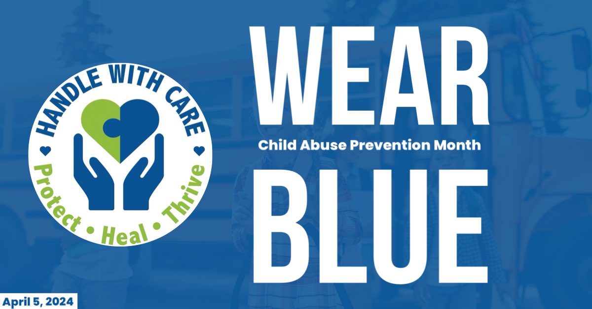 It’s almost National Child Abuse Prevention Month! 🌟 𝐖𝐄𝐀𝐑 𝐁𝐋𝐔𝐄 April 5th to recognizes the importance of families &amp; communities working together to prevent child abuse and neglect. 

Learn more: https: childwelfare.gov/preventionmont…

#childabusepreventionmonth #thrivingfamilies