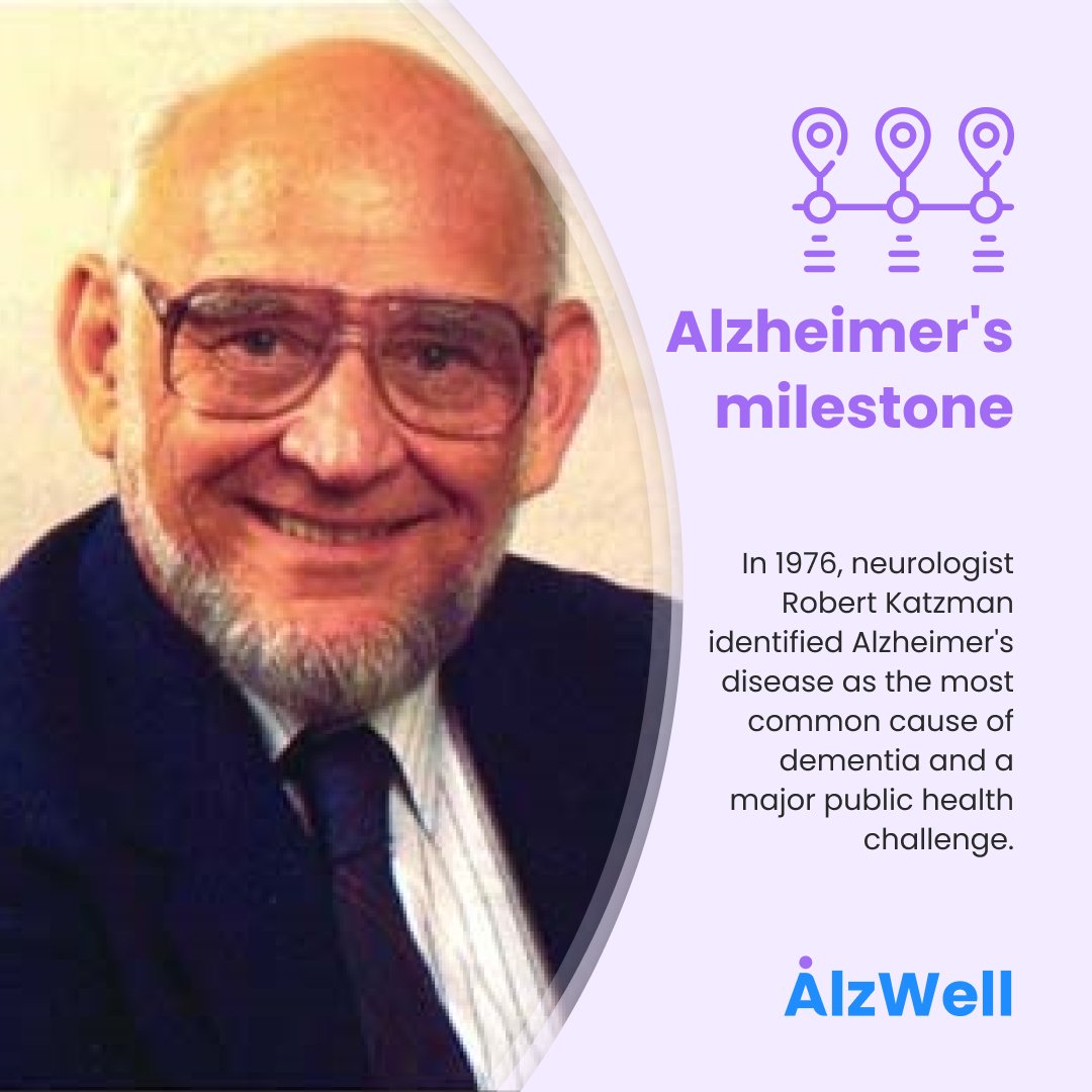 AllzWellApp's tweet photo. In 1976, neurologist Robert Katzman identified Alzheimer's disease as the most common cause of dementia and a major public health challenge.

#Alzheimers #History #Neurologist #RobertKatzman https://t.co/NgX0vKZuK5