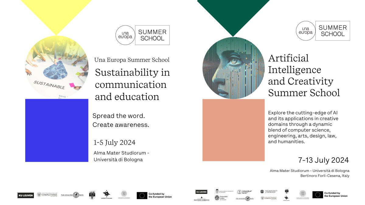 Una_Europa (@una_europa) on Twitter photo 🔜DEADLINES APPROACHING | Pick your #UnaSummerSchool and apply now - before it's too late!
🌱🗣️Sustainability in communication and education
🇮🇹1-5 July at <a href="/Unibo/">Università di Bologna</a>
🔎una-europa.eu/calendar/una-e…
🤖🎨#AI and creativity
🇮🇹7-13 July at <a href="/Unibo/">Università di Bologna</a>
🔎una-europa.eu/calendar/una-e…
#WeAreUnaEuropa 🔜DEADLINES APPROACHING | Pick your #UnaSummerSchool and apply now - before it's too late!
🌱🗣️Sustainability in communication and education
🇮🇹1-5 July at <a href="/Unibo/">Università di Bologna</a>
🔎una-europa.eu/calendar/una-e…
🤖🎨#AI and creativity
🇮🇹7-13 July at <a href="/Unibo/">Università di Bologna</a>
🔎una-europa.eu/calendar/una-e…
#WeAreUnaEuropa