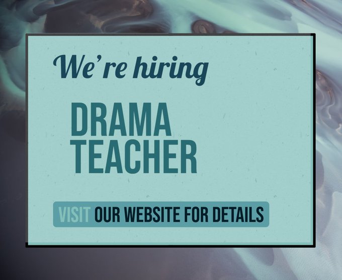 We are looking for a Drama Teacher to join our friendly and dedicated team. Closing date: 14 April. For more details about the role and how to apply, please click here : bit.ly/3ww8VfT #teaching #hiring #drama