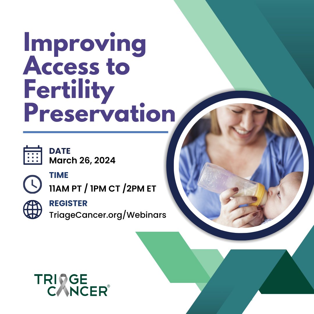 RSVP for @TriageCancer’s FREE webinar for Fertility Preservation happening today! 

🔗triagecancer.org/webinars

Learn about fertility preservation state laws, what to do when your insurance denies coverage and more.

#TriageTalks
#CancerRights
#TriageCancerEvents