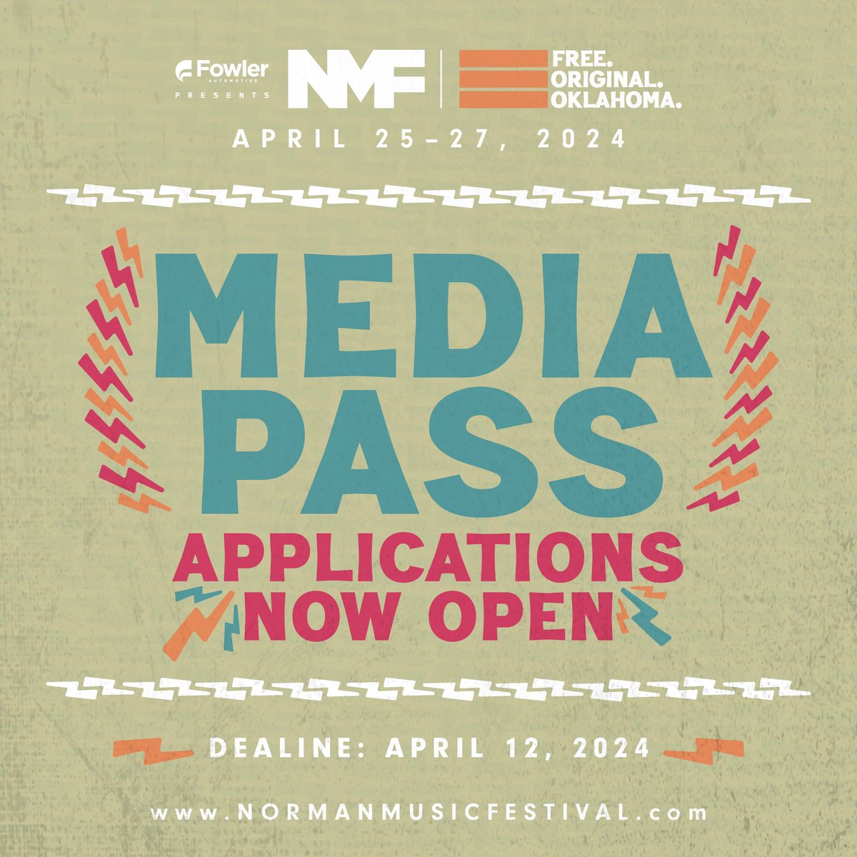 📸📹🎸🤘🖤😤⚡️ APPLY HERE: normanmusic.festivalpro.com/form/ZNrBJssMa… Deadline is April 12th at midnight! #NMF4EVER