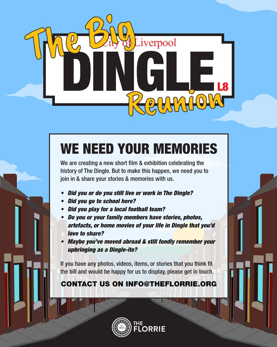 Help us create a new short film & exhibition for The Big Dingle Reunion by sharing your stories & memories:

Send us your contributions at info@theflorrie.org. Let's make this reunion unforgettable! 🎥 #TheBigDingleReunion #L8 #GodSaveTheFlorrie