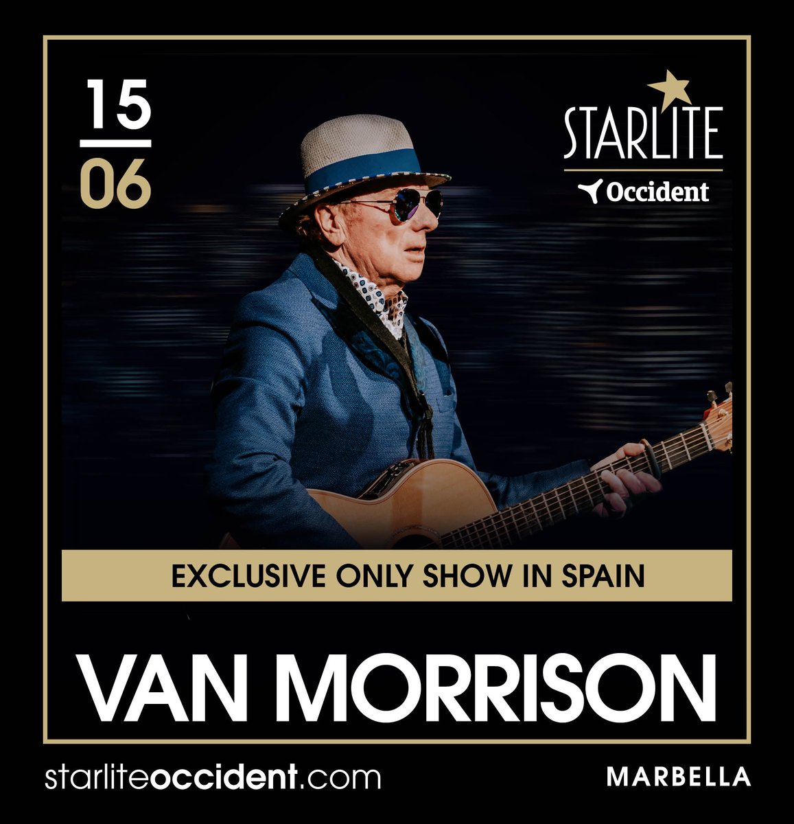 Van Morrison is delighted to announce a show at Starlite Festival, Marbella on 15th June! Tickets are on sale tomorrow: bit.ly/TicketsVanMorr…