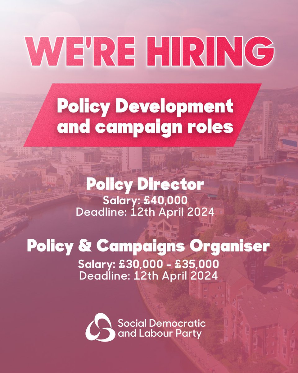 We’re hiring! We’ve advertised two new posts: Policy Director communityni.org/job/policy-dir… Policy and Campaigns Organiser communityni.org/job/policy-and… You’ll work to support our elected reps and the Official Opposition as we seek to build a better politics and a new Ireland together 🙌