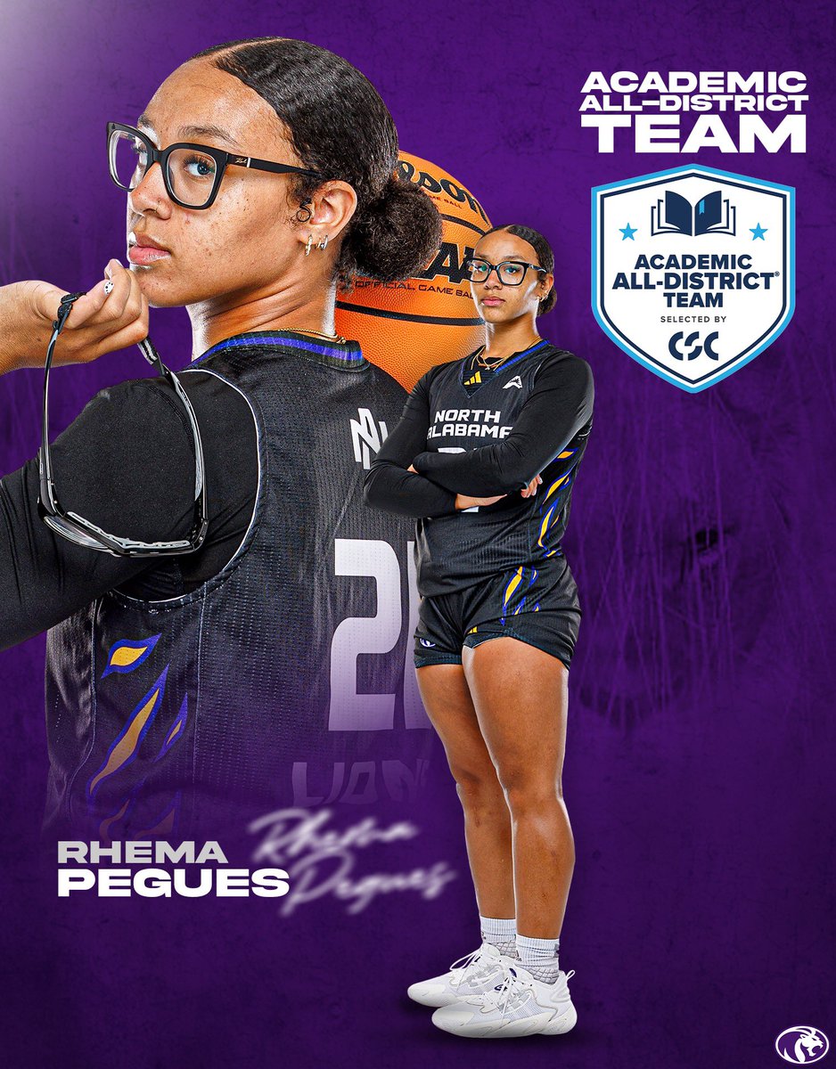 Add another accolade to the list! 🏆📚 Sophomore Rhema Pegues continues to #RaiseTheROAR with her second academic honor of the season, being name to the College Sports Communicators Academic All-District team! #RoarLions🦁