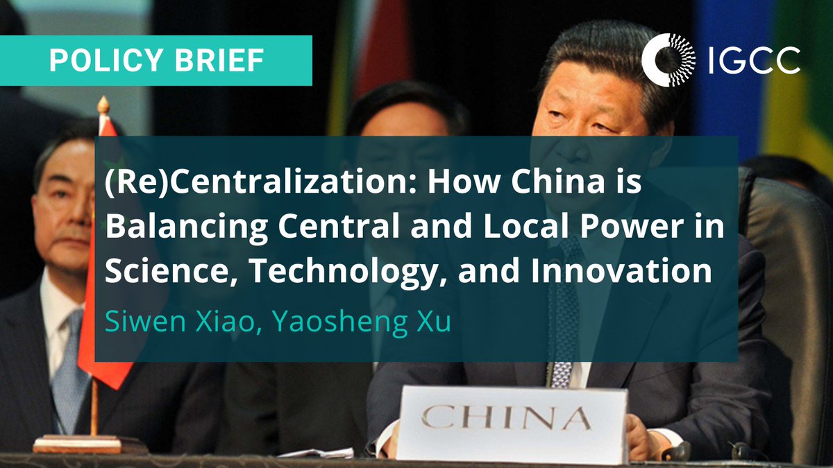 China is centralizing its science & technology sectors while trying to mitigate the costs of centralization. IGCC's @SiwenXiao & @XuYaosheng explore Beijing's attempts to balance central and local power in our latest brief w/ @merics_eu . Read more here: bit.ly/3x977zs