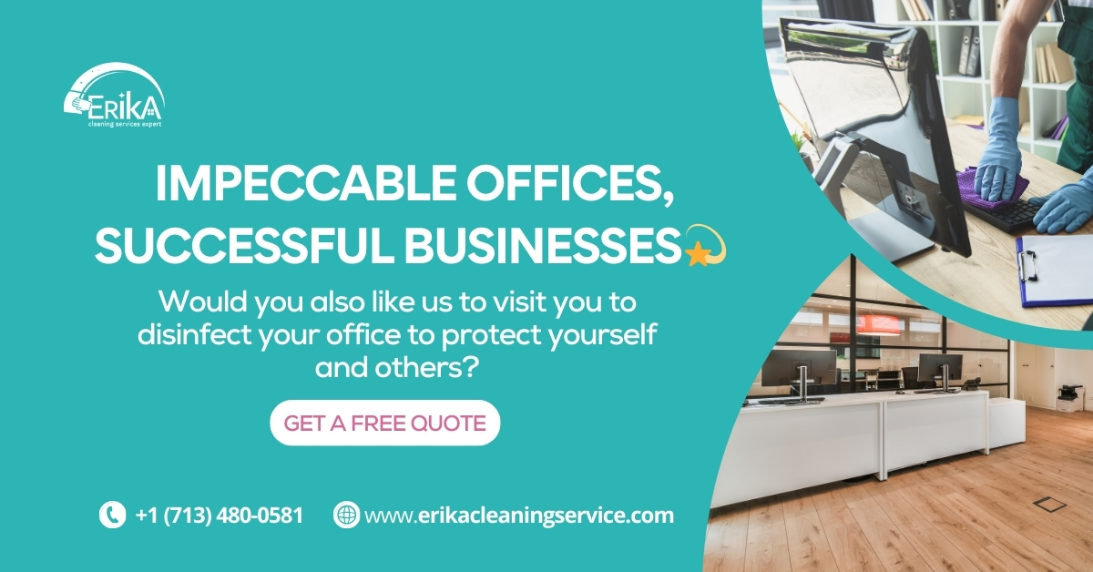 Boost productivity with an impeccable work environment. Erika's Cleaning Services takes care of the cleaning so you can focus on success. 📞(713) 480-0581 #CleanOffices #SuccessfulBusinesses #KatyTX