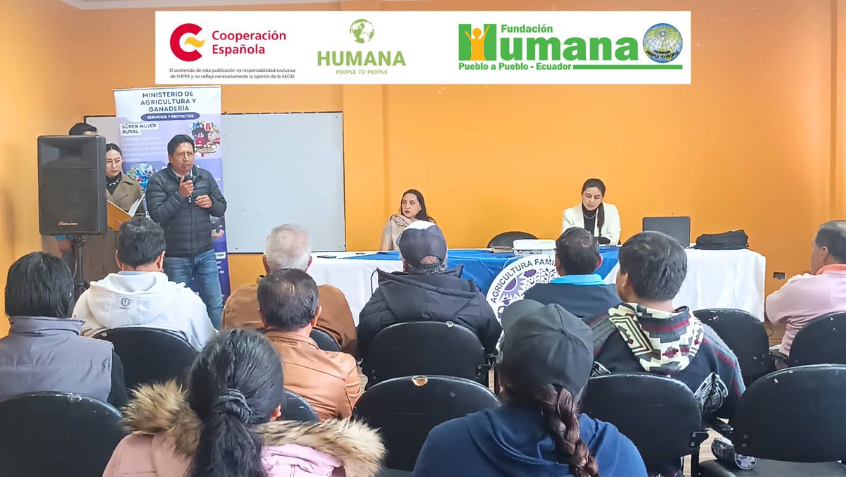 El MAG inauguró el curso de Formador de Formadores en el que participarán productores/as los clubes de agricultores(as) de Tungurahua, financiados por la @AECID_es y @HumanaSpain. El evento tuvo lugar en la sede del GAD parroquial de Huachi Grande en Tungurahua. #ODS1 #ODS2 #ODS5