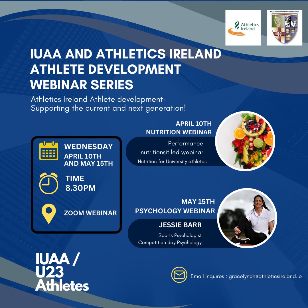 Looking forward to facilitating a 2 part webinar series for @IreUniAthletics and U 23 athletes with a focus on Nutrition and psychology! If this applies to you, make sure to sign up ( links in comments )👇🏽