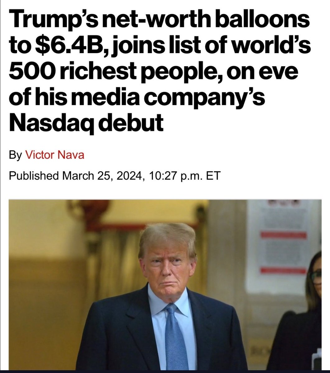 TaraBull's tweet photo. They banned Trump from social media platforms so he started his own, and now he's $6.4 BILLION richer because of them. 🤣 https://t.co/3jSIgodxMD