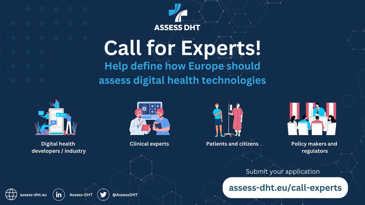 AssessDht's tweet photo. 🤔Are you a digital health developer or part of the industry?  Your expertise is crucial in shaping the future of #HealthTech assessment frameworks. 

🚀Join ASSESS DHT's expert group and help drive innovation in Europe's healthcare sector.

👉Apply now! https://t.co/rVfESkl269 https://t.co/AZ3y3SWsNZ