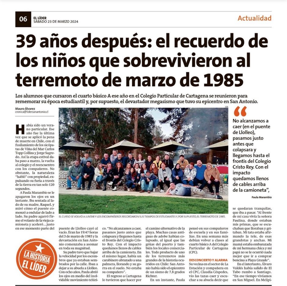ElTabo_Chile's tweet photo. Primera parte de la historia. El resto la puede leer en el diario El Líder de San Antonio📷. #cartagena #eltabo #lidersanantonio #diarioellider #terremoto1985 #SanAntonio https://t.co/w6R9pLGufB
