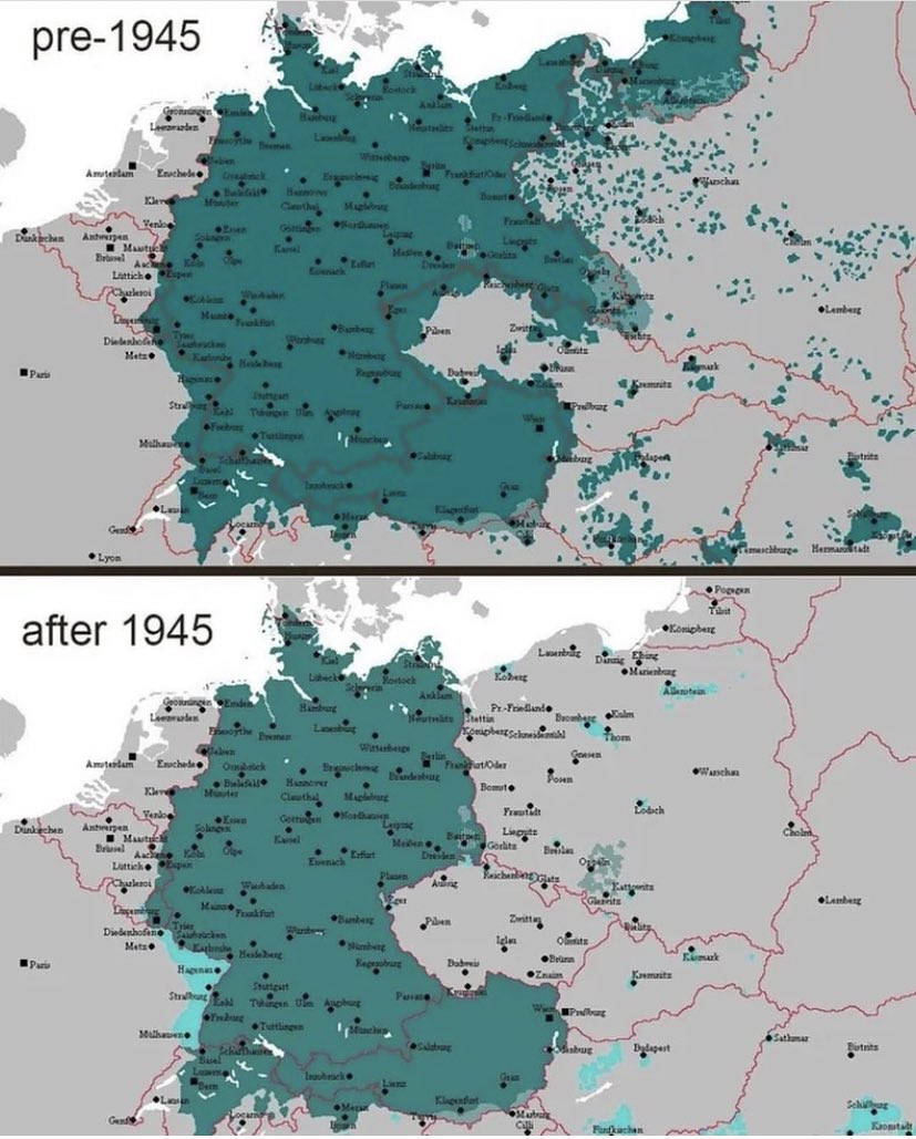 1945 öncesi ve sonrasında Avrupa’daki Alman nüfusu.