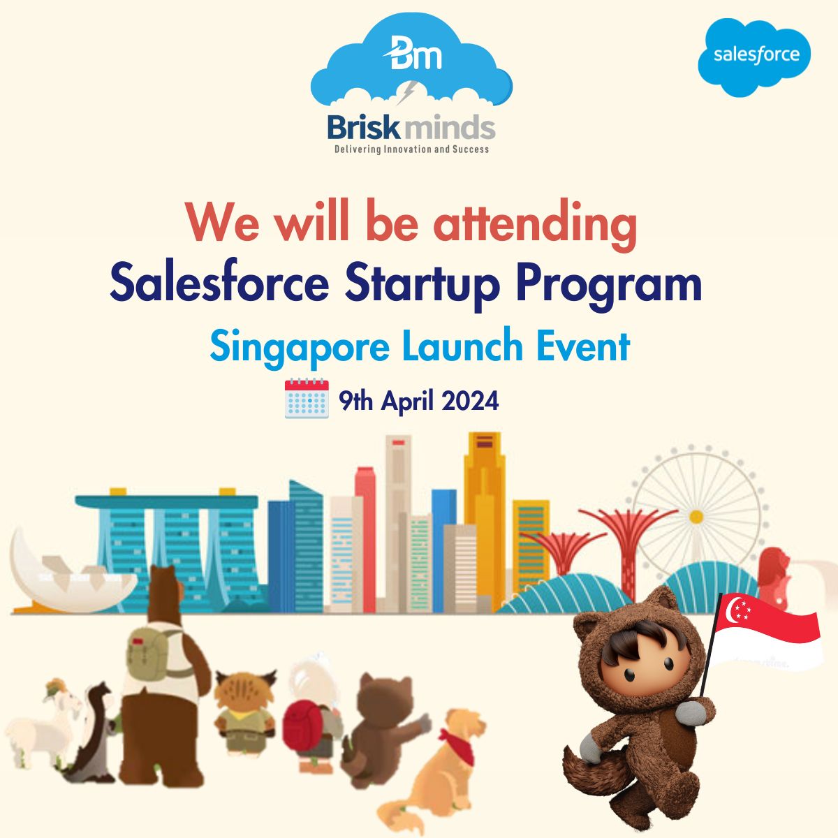 🚀Excited to announce that @Briskminds is gearing up to attend the #Salesforce Startup Program | Singapore Launch Event! Ready to explore new opportunities and innovations in the heart of tech entrepreneurship ☁️🌟🌟 #SalesforceStartup #SingaporeLaunch #Briskminds #salesforce…