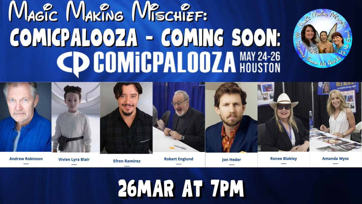 TONIGHT, 26MAR, on Magic Making Mischief at 7PM CT, we’re talking about Comicpalooza! Find out what to expect #comingsoon 24-26MAY at the George R. Brown Convention Center. #dontmissit #FB: facebook.com/profile.php?id… Mombierella’s #YouTube: youtube.com/c/Mombierella C.J.’s…