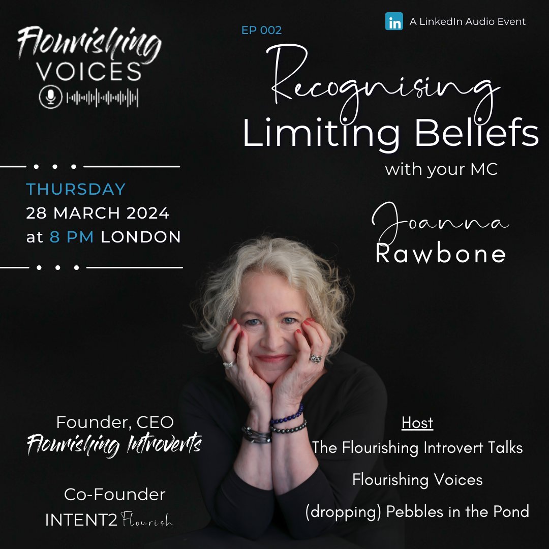 Meet the panelists for the upcoming episode of the LinkedIn Audio Event - Flourishing Voices, focusing on 'Recognising Limiting Beliefs'

🗓️28 March 2024 [Thursday] 
⏰8 PM London 
📍 linkedin.com/events/recogni… 

#Introverts #LimitingBeliefs #Confidence