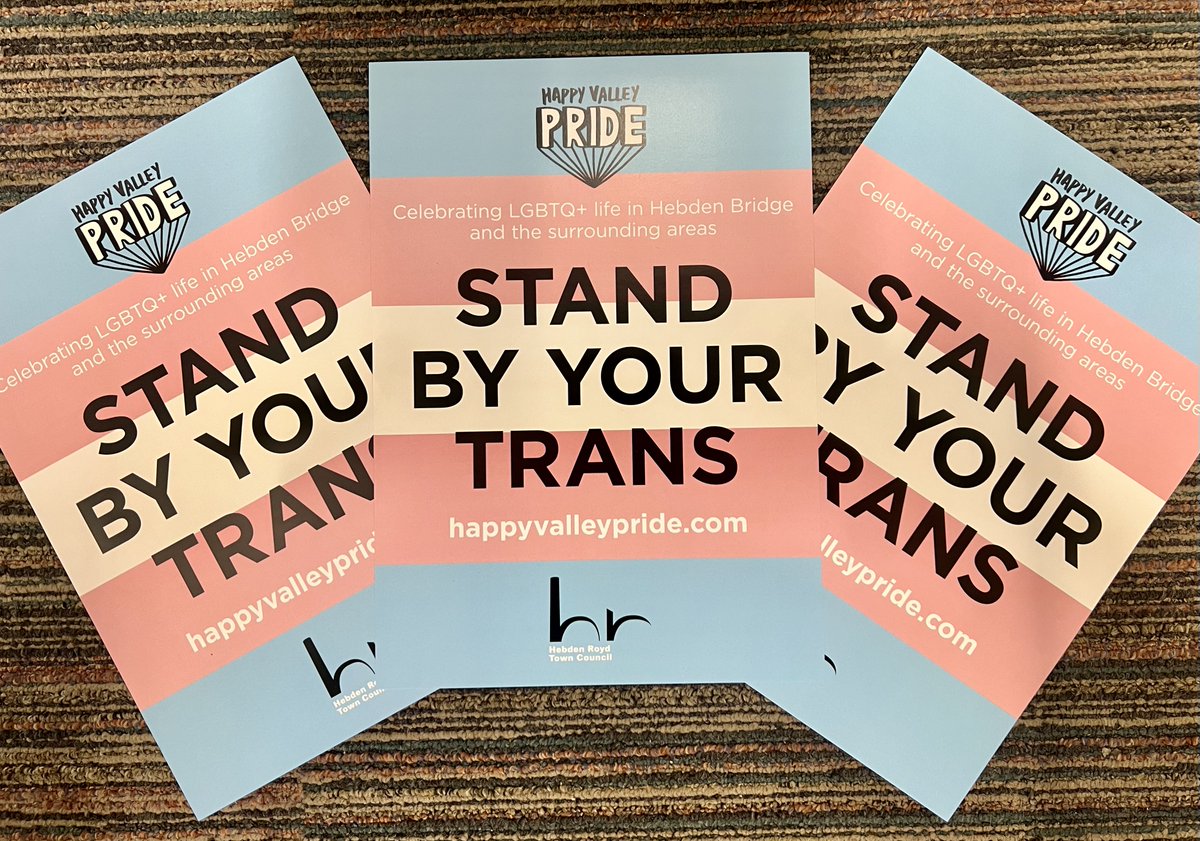 appyvalleypride's tweet photo. 🏳️⚧️ This Sunday 31st March is Transgender Day of Visibility. We're very pleased that this year we're partnering with Hebden Royd Town Council on the #StandByYourTrans campaign.
If you would like to show your support you can collect a poster from reception at @HebdenTownHall https://t.co/vZgACmKkFL