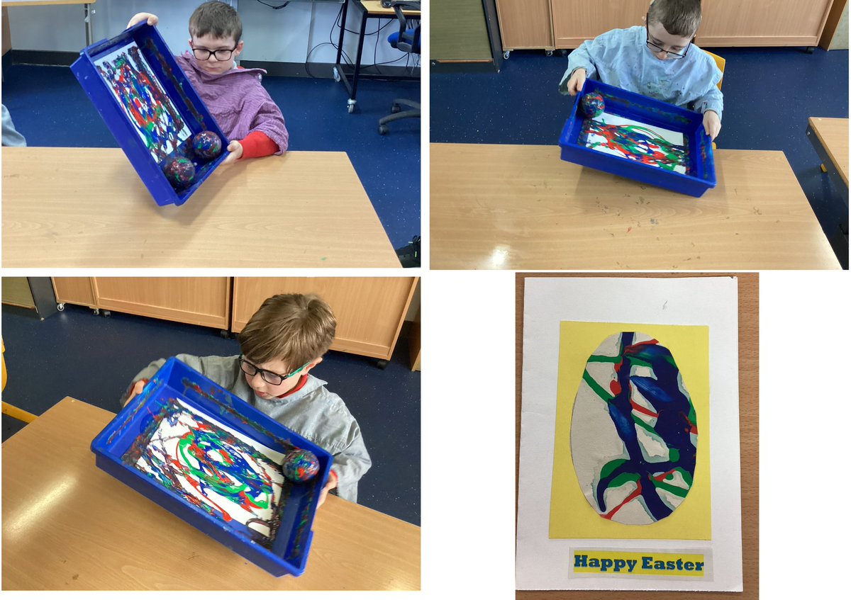 BraidburnSchool's tweet image. Yellow class created individual patterned egg prints for their Easter cards 🐣