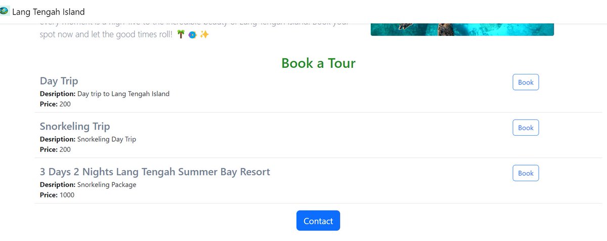 han_asoka's tweet image. This website is now a data-driven web app, tour items are stored in MySQL database. I can update tours on db without touching the source code. Booking form is also added, user details will be stored in db. Still a long way to go, one step at a time. #PythonFlask