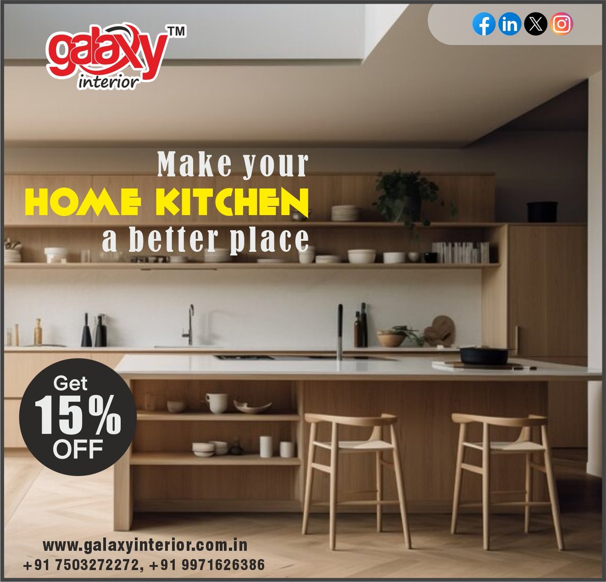 GInterior21149's tweet photo. Now Galaxy Interiors is making your dreams come true with 15% discount on making your kitchen.
Along with the new modular style, your new kitchen will last for years.

Please visit our website
https://t.co/ZBt5Ow8Cek
#galaxyinterior 
#modularkitchen #interiordesign #kitchendesign https://t.co/V4IMo7MXex