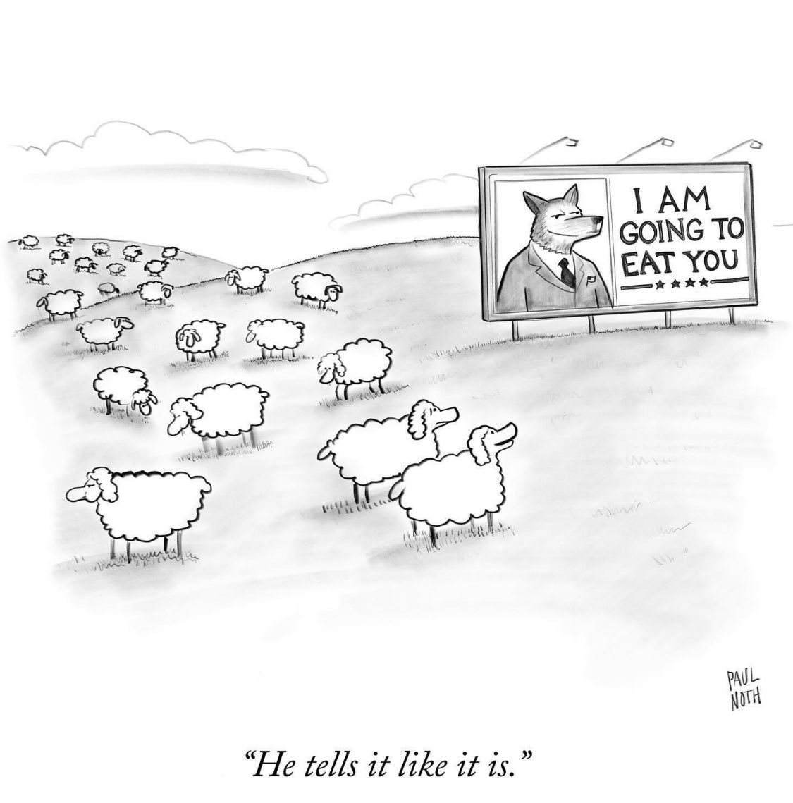 julesmchamish's tweet photo. Listening on catchup to @mrjamesob talking about farmers with fields full of ‘Vote Leave’ signs reminds me of this cartoon by @PaulNoth 👇 https://t.co/VESN7ap80f