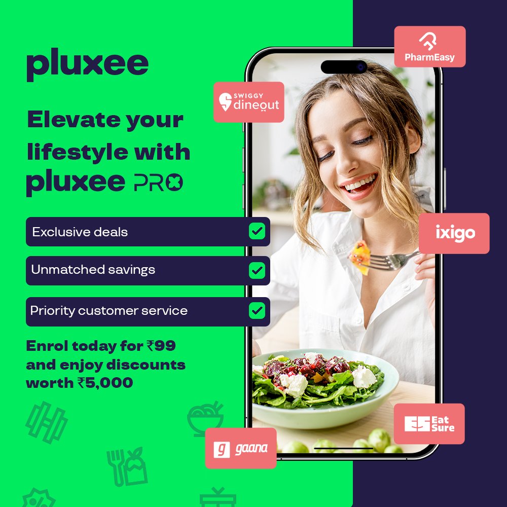 Discover the world of Pluxee Pro, where exclusive discounts and offers await. 🤩 Unlock savings of up to ₹5,000 with instant deals, all from renowned brands. Upgrade to Pluxee Pro today for only ₹99! Register now at pro.consumers.pluxee.in/Enrollment/Ind… #Pluxee #WorldOfOpportunities