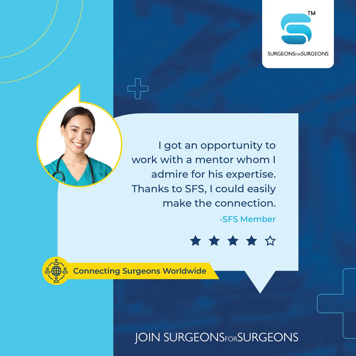Join #Surgeonsforsurgeons network today and unlock possibilities 

Install app:
APP STORE: shorturl.at/afgS1
PLAY STORE: shorturl.at/auCV2 

#globalsurgicalnetwork #GlobalNetworking #SurgeonCommunity #GlobalSurgery #HealthcareNetworking